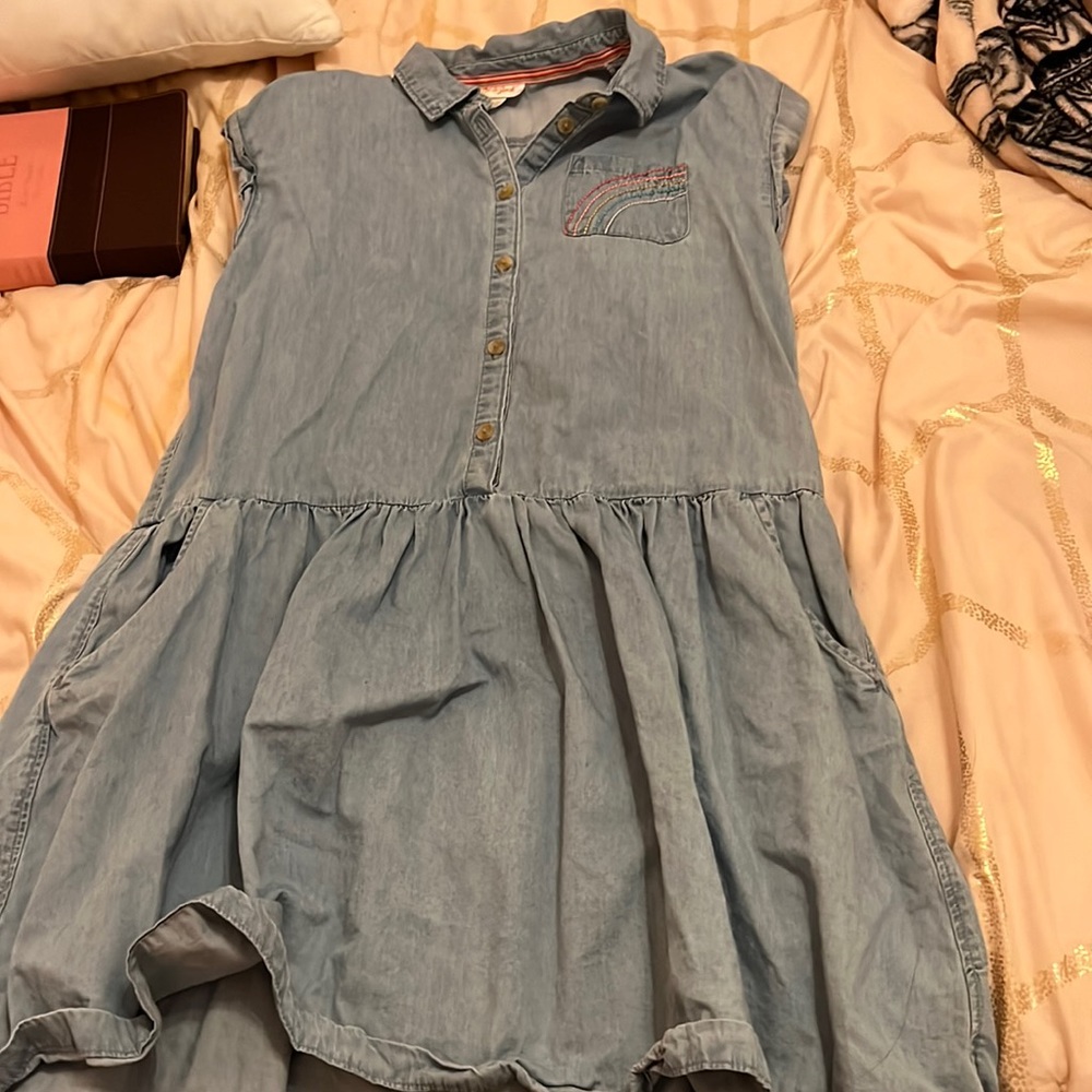 Girls Jean dresss with rainbow 🌈